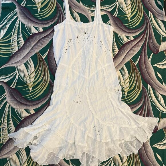 ETHEREAL Y2K Coline embroidered boho fairy sundress w/ asymmetrical lace skirt! - Picture 1 of 14